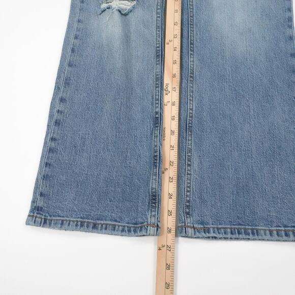Pilcro Jeans Womens 31 Blue Flare Distressed Knee Stretch Denim Urban Outfitters - Picture 6 of 16
